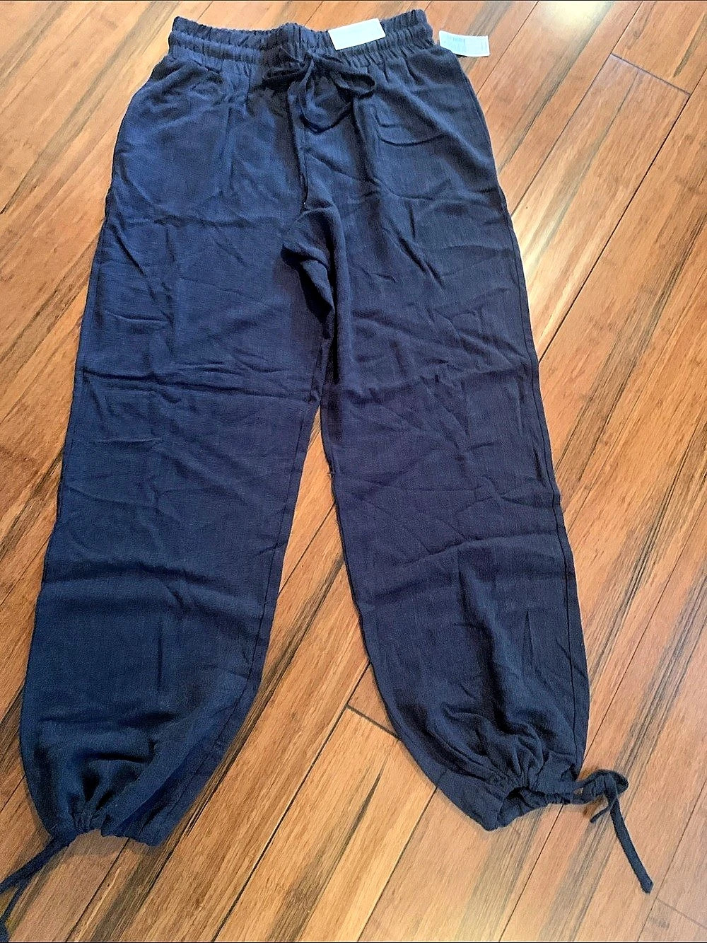 Maurices Washed Terry High Rise Wide Leg Pant Wide Leg Pants in Blue Size Small